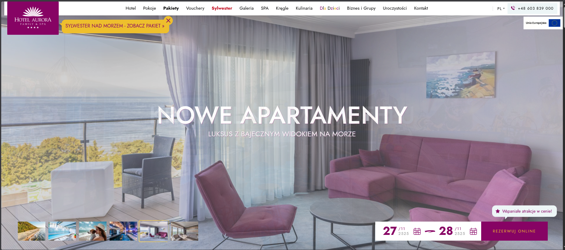 Makieta strony hotelu i spa zoptymalizowanej pod SEO przez up5star